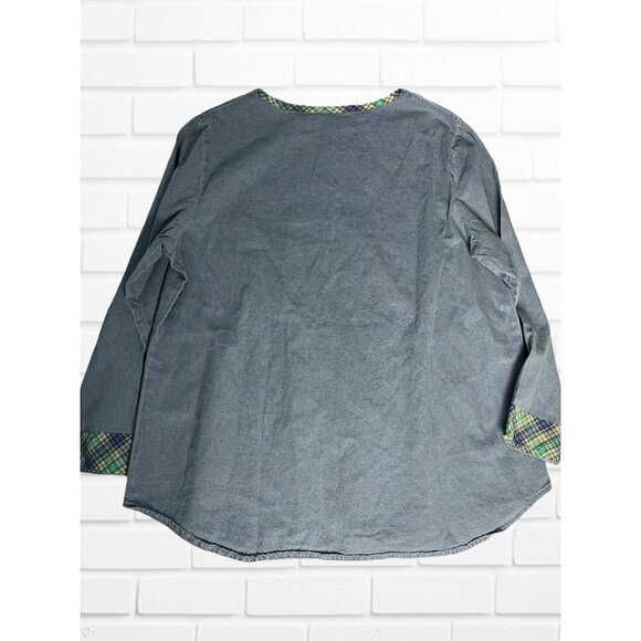 Country Store Shirt Women's 1X Denim Blue Colored‎ Plaid Buttoned - Picture 6 of 6